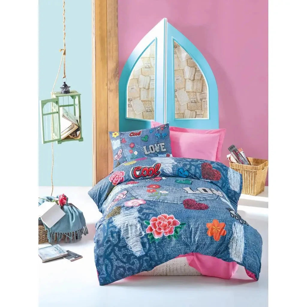 Kelly Pink Ranforce Cotton Duvet Cover Set Single Size Julia M LifeStyles