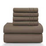 Lux Décor 6Pc Solid Sheet Set – Brushed Microfiber, 16" Deep Pockets