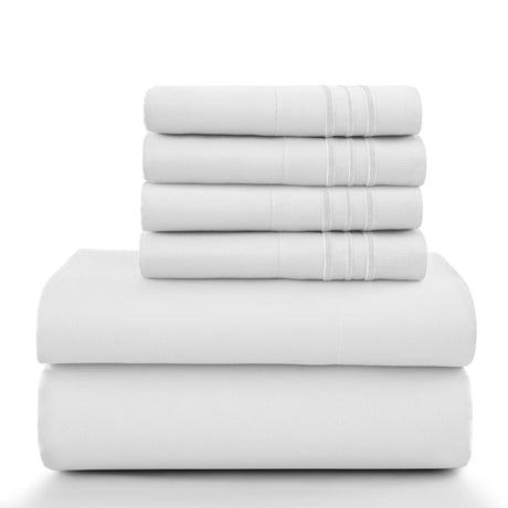Lux Décor 6Pc Solid Sheet Set – Brushed Microfiber, 16" Deep Pockets