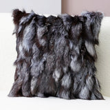 Accessible Luxury Wind Black Geometric Fox Fur Pillow Cover - Julia M LifeStyles