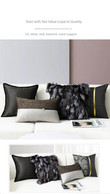 Accessible Luxury Wind Black Geometric Fox Fur Pillow Cover - Julia M LifeStyles