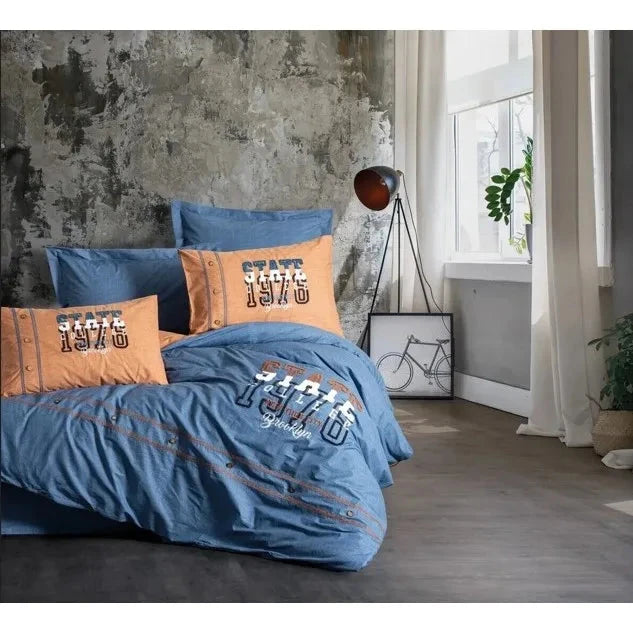 Cotton Box Mood Embroidered Ranforce Double Duvet Cover Set Cinnamon State 8680108071151 Julia M LifeStyles