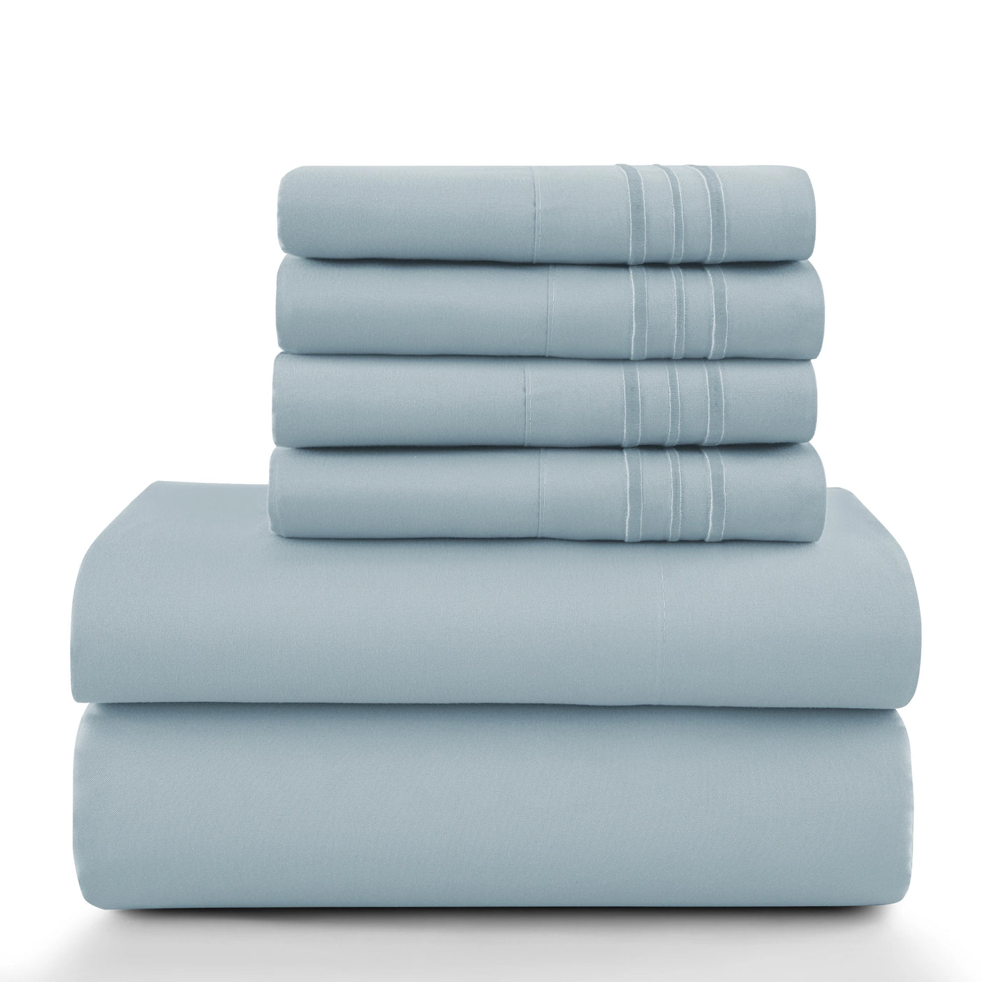 Lux Décor 6Pc Solid Sheet Set – Brushed Microfiber, 16" Deep Pockets - Julia M LifeStyles