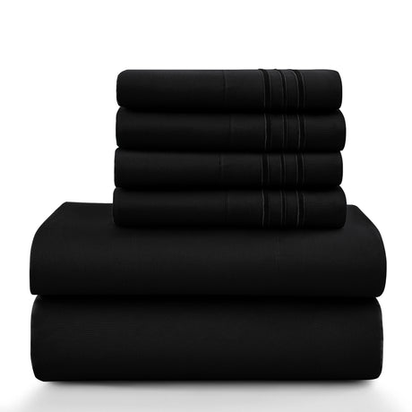 Lux Décor 6Pc Solid Sheet Set – Brushed Microfiber, 16" Deep Pockets