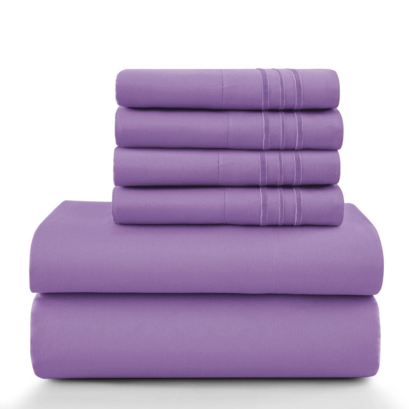 Lux Décor 6Pc Solid Sheet Set – Brushed Microfiber, 16" Deep Pockets - Julia M LifeStyles
