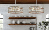 American Industrial Circular Chandelier with Retro Iron Art and Wood Grain - Julia M LifeStyles
