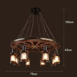 American Retro Industrial Style Chandelier Glass Solid Wood Iron Restaurant Bar Coffee Shop Boat Wood Decoration Pendent Lamp - Julia M LifeStyles
