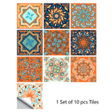 Mosaic 10-Piece Imitation Ceramic Tile Stickers Set for Home Decoration