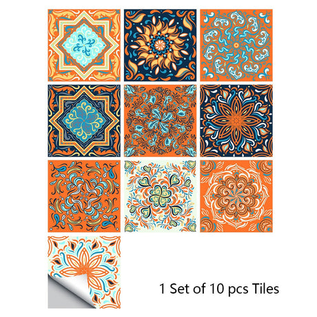 Mosaic 10-Piece Imitation Ceramic Tile Stickers Set for Home Decoration