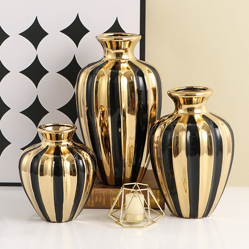 Light luxury ceramic jars creative living room vases flower arrangements ceramic jars dining table decorations handicrafts Julia M Home & Kitchen