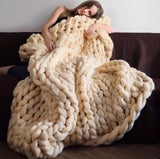 Nordic Chunky Knit Blanket Handmade Crochet Throw Knitted Blanket Sofa Blanket Oversized Woolen Blanket