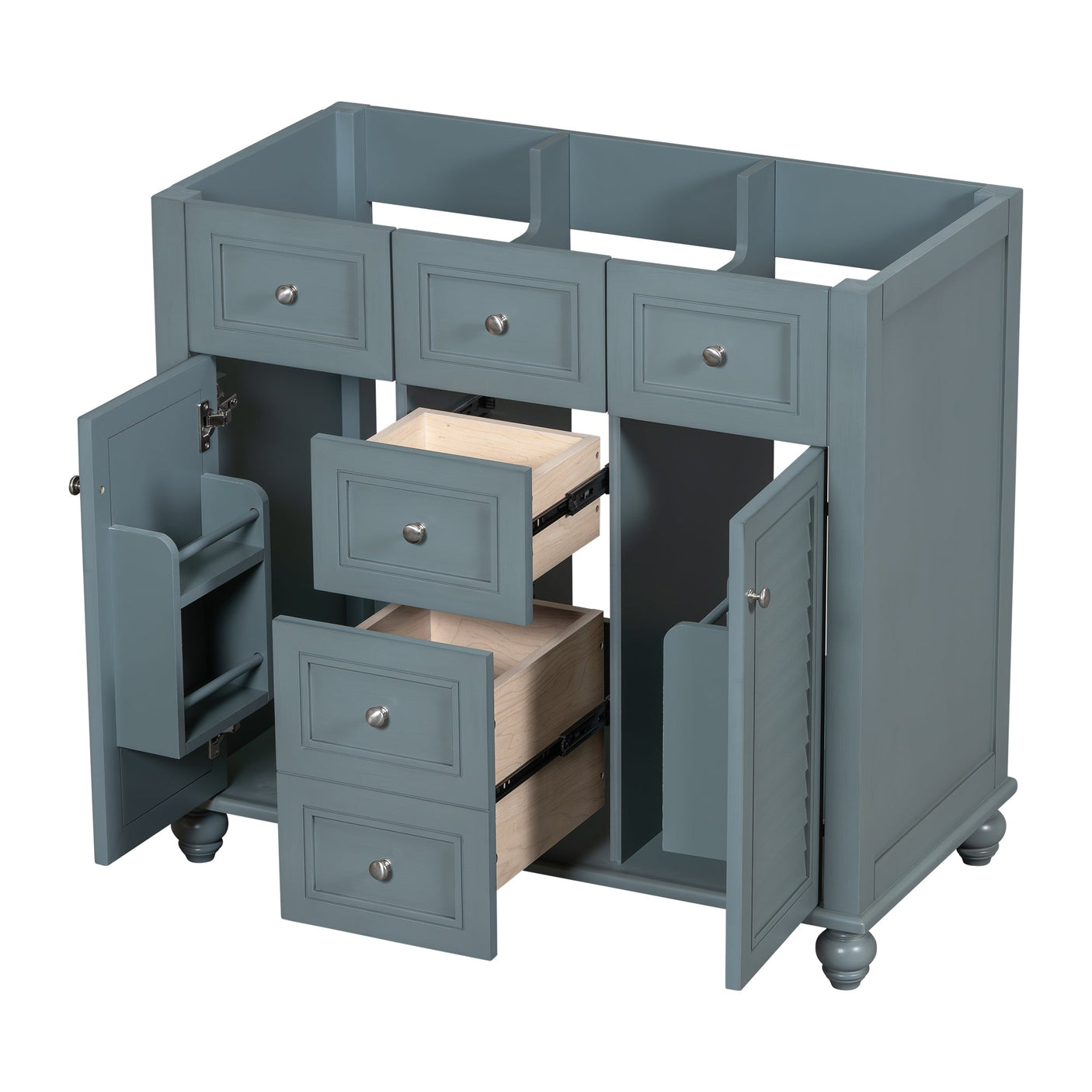 36 "No sink, with 2 drawers and soft closing door, independent makeup rack, bathroom cabinet, blue (excluding sink) Julia M Home & Kitchen