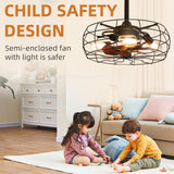 European Style 19inch Cage Retro Ceiling Fan with Lights