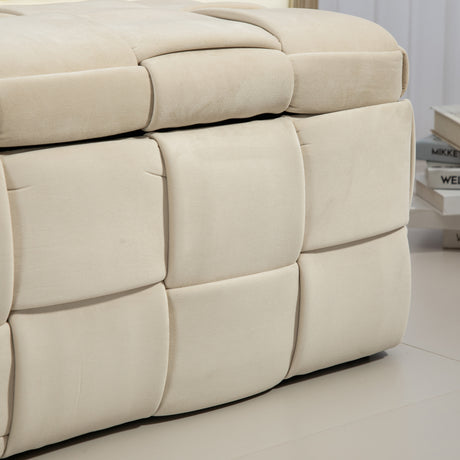 storage Ottoman chair, bedroom end stool, cushioned fabric entrance cushioned footstool with safety hinge (beige)