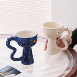 French Elegance Tall Stem Ceramic Mug Creative Ice Cream Cup Living Room Decor