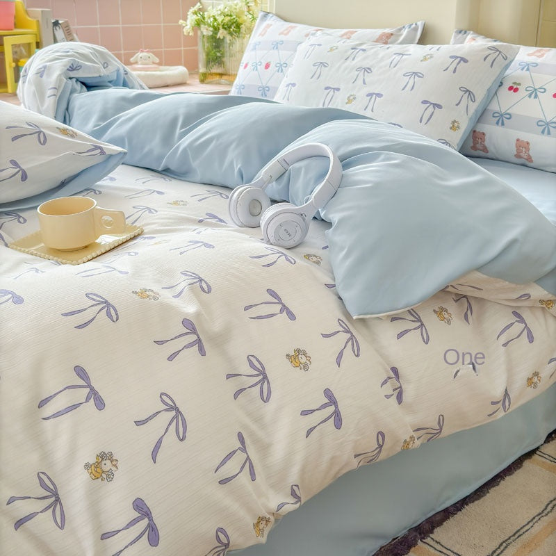 Jacquard Floral Cotton Gauze Bedding Set – Soft Layered Comfort