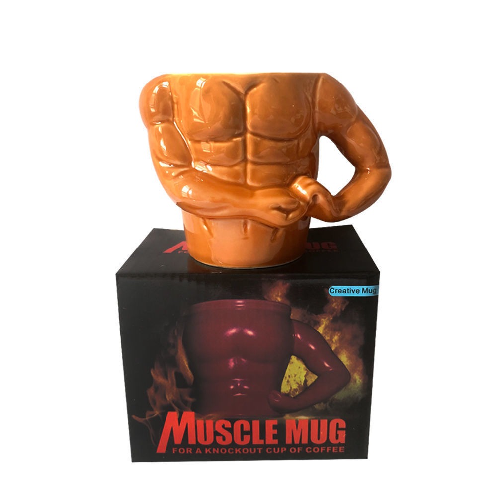 Novelty Cup Ceramic Muscle Hunk Ceramic Cup Spoof Weird Water Glass Mug Creative Personality Coffee Beer Cup Julia M Home & Kitchen