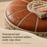 Heritage Floral Storage Ottoman Pouf – Vintage Leather-Style Accent Cover
