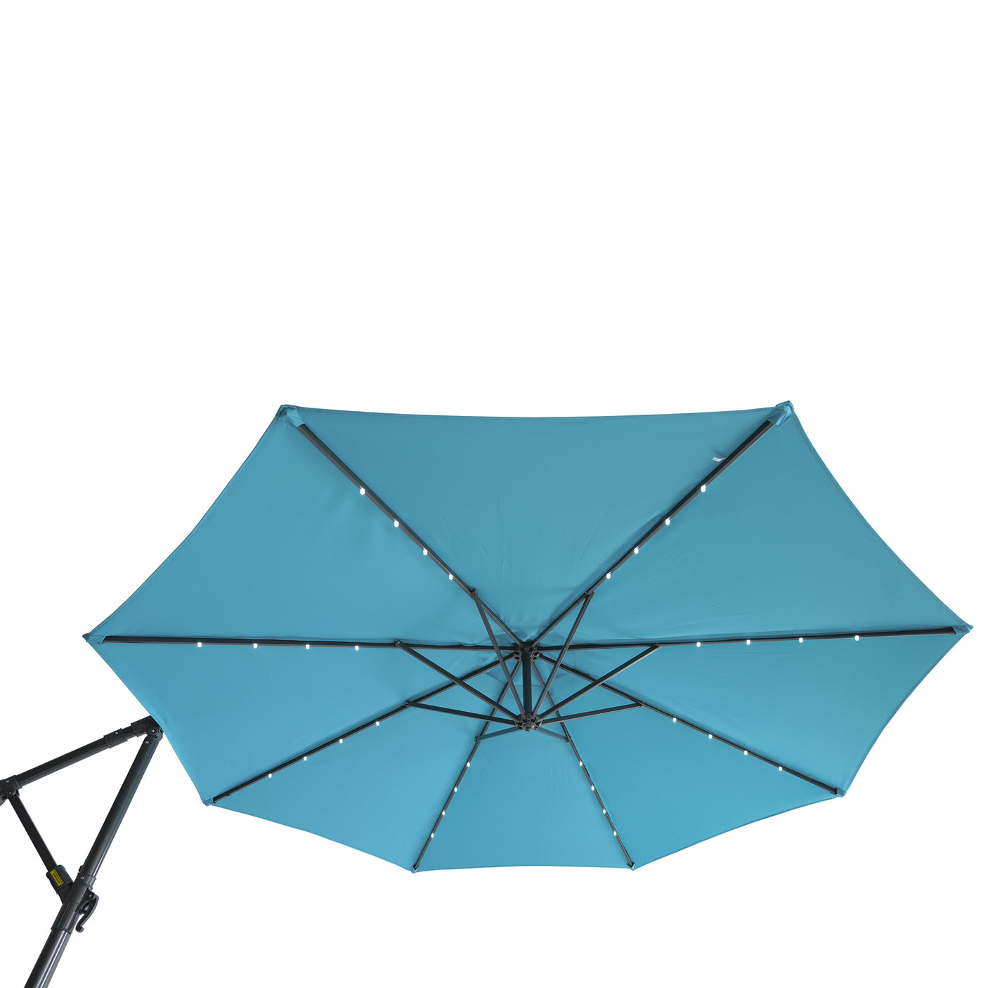 10 FT Solar LED Patio Outdoor Umbrella Hanging Cantilever Umbrella Offset Umbrella Easy Open Adustment with 32 LED Lights - Julia M LifeStyles