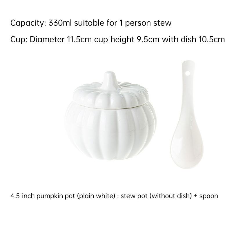 Creative Ceramic Pumpkin Cup, Steamed Egg Cup, Stewed Pot with Cover, Pure White Mini Bird's Nest Cup, Soup Cup - Julia M LifeStyles