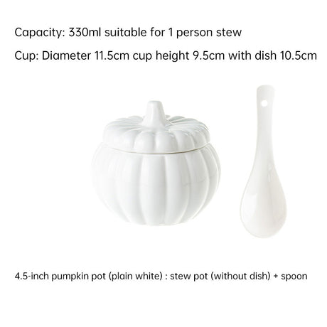Creative Ceramic Pumpkin Cup, Steamed Egg Cup, Stewed Pot with Cover, Pure White Mini Bird's Nest Cup, Soup Cup - Julia M LifeStyles