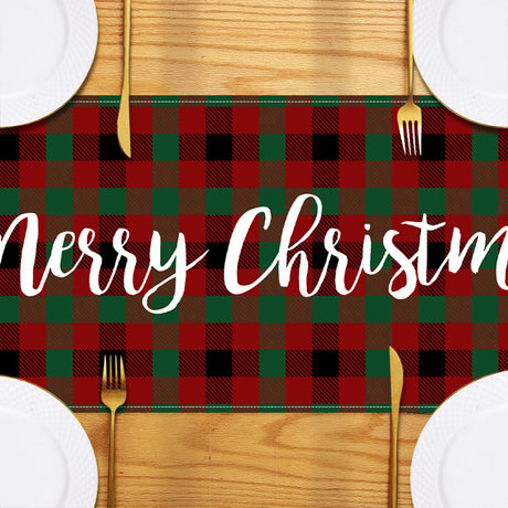 Christmas red black checkered white linen table flag cabinet decoration table flag restaurant dining table tablecloth tablecloth tea flag