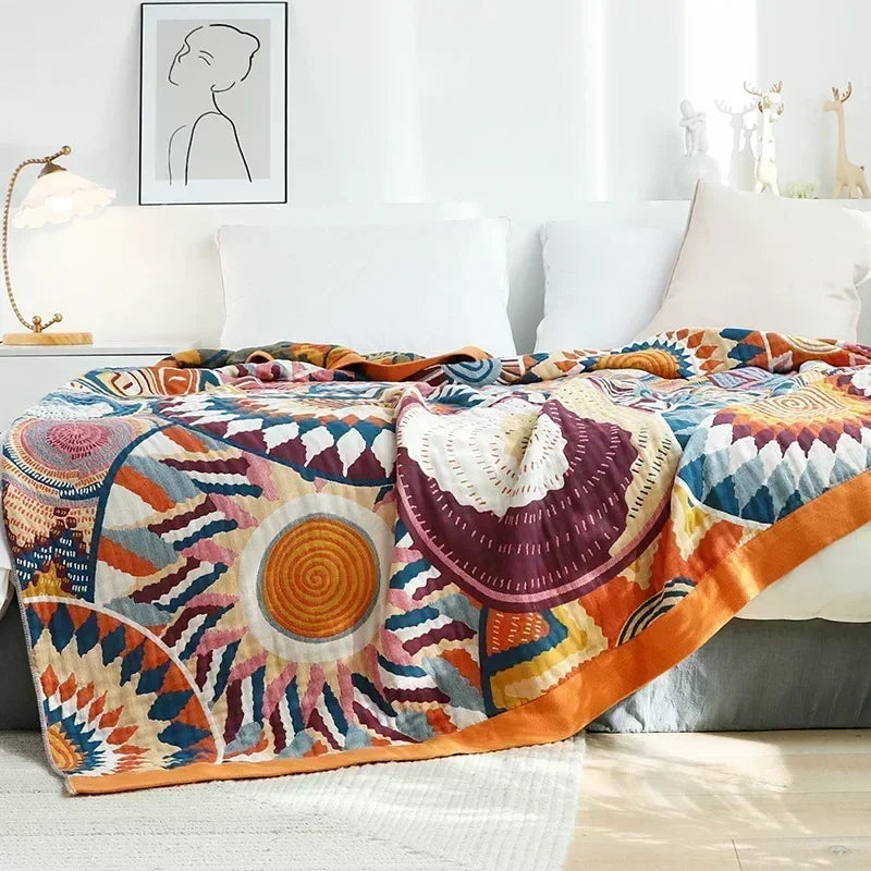 Bohemian Nordic Cotton Flannel Blanket – Ultra Soft, Stylish & Durable