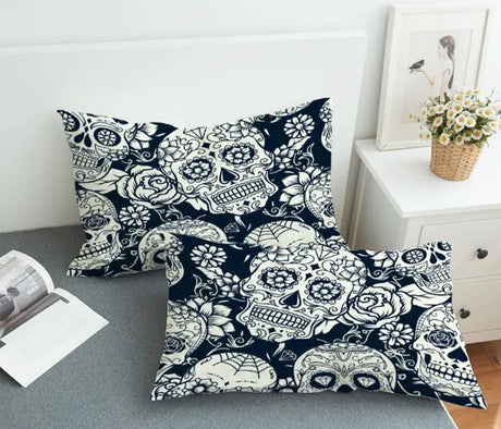 Bedding  Pillowcase Black skull 3D Print Pillow Case Pillow Bedding eprolo
