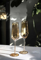 Hammered Diamond Amber Crystal Champagne Goblet Julia M Home & Kitchen