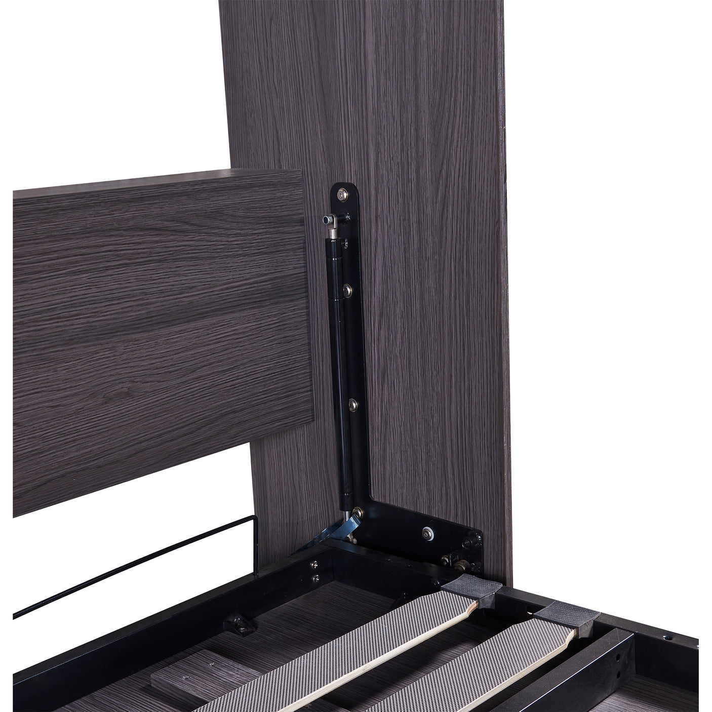 Full Size Murphy Bed with Wardrobe and Drawers, Storage Bed, can be Folded into a Cabinet, Gray - Julia M LifeStyles