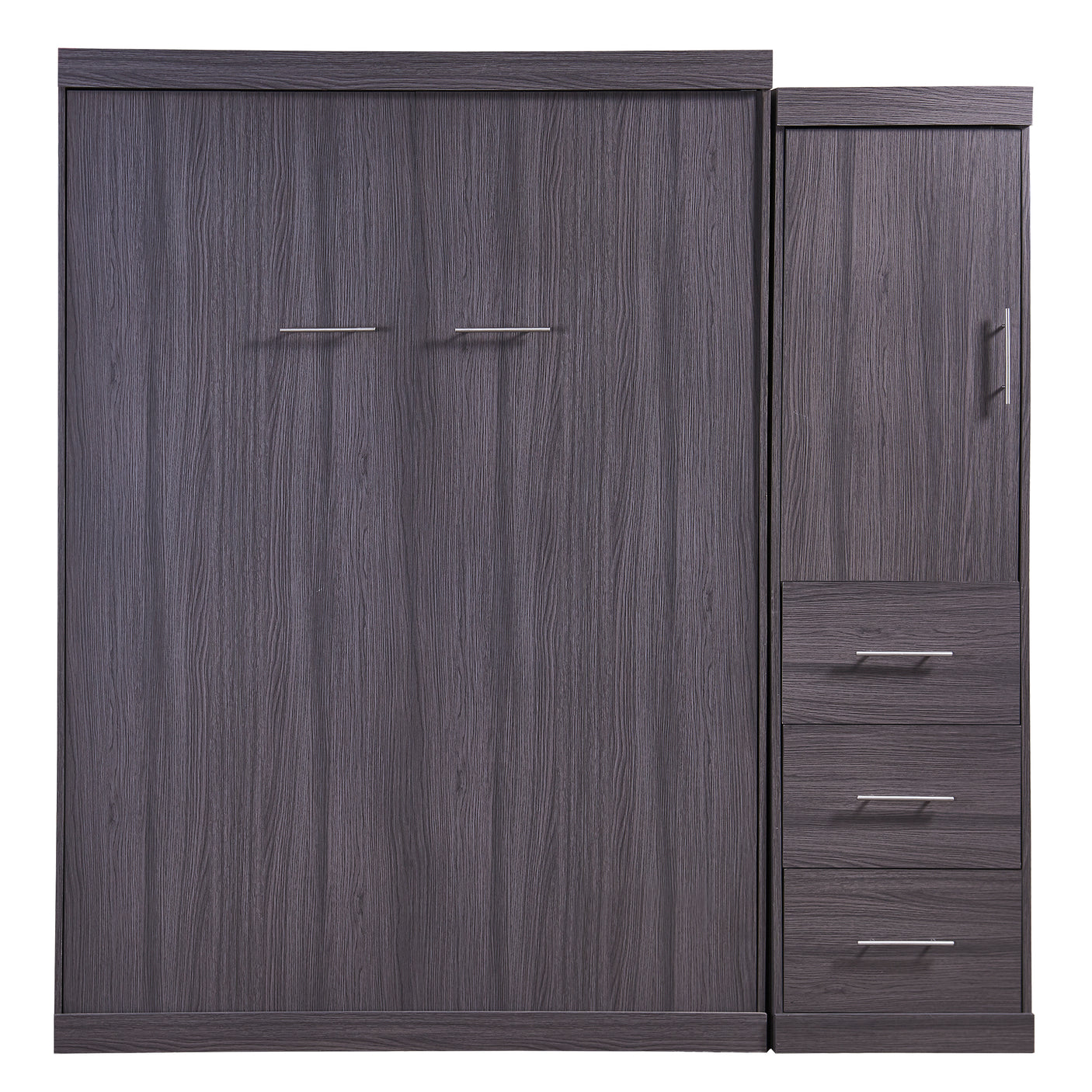 Full Size Murphy Bed with Wardrobe and Drawers, Storage Bed, can be Folded into a Cabinet, Gray - Julia M LifeStyles