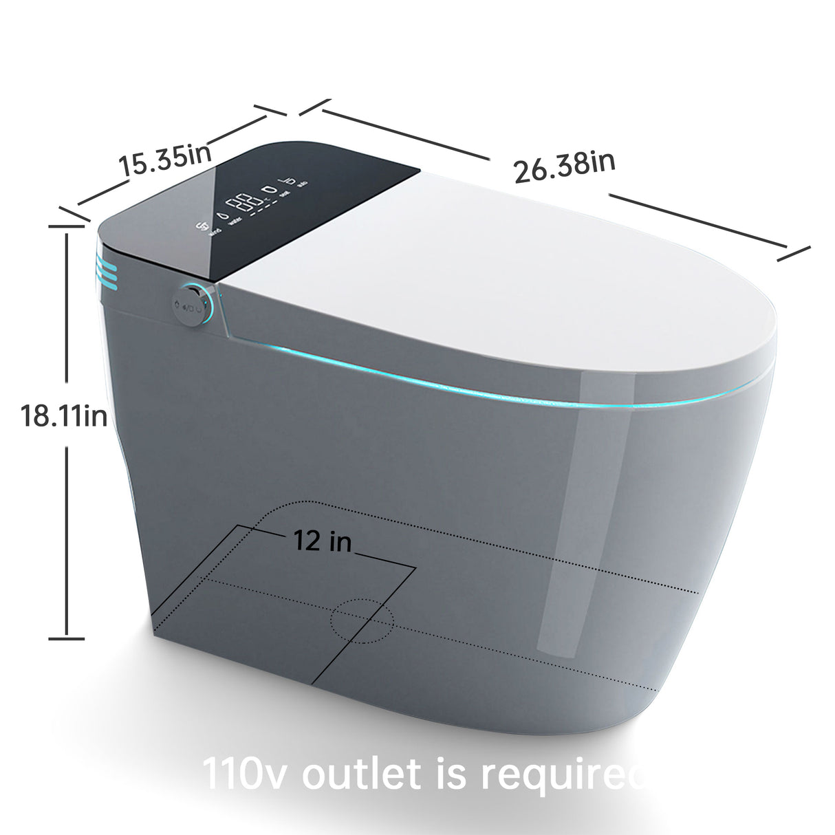 Smart Toilet with Heating, Portable Toilet with Automatic Opening and Closing, 1.28GPF Water Tank Free Toilet, White