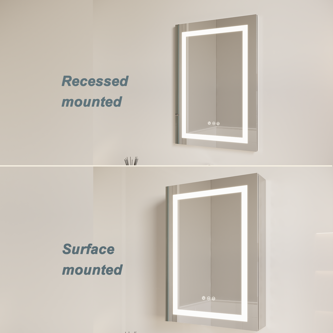 26x20 inch(Left Door) bathroom medicine cabinet with LED mirror 3000K~6000K single door lighting bathroom cabinet with touch switch adjustable Julia M Home & Kitchen