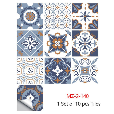 Mosaic 10-Piece Imitation Ceramic Tile Stickers Set for Home Decoration