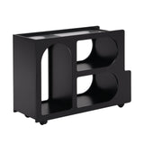Stylish mobile desk with lockable wheels,bedside table with 5mm thick grooved tempered glass and gold round bars ，black Julia M Home & Kitchen