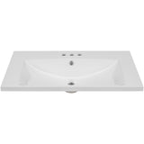 30" Single Bathroom Vanity Top with White Basin  3-Faucet Holes  Ceramic White