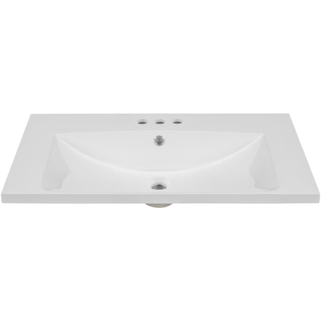 30" Single Bathroom Vanity Top with White Basin  3-Faucet Holes  Ceramic White