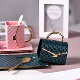 Elegant Ceramic Purse Cup Set with Saucer and Spoon