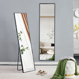 Aluminum Alloy Metal Frame Wall-Mounted Full-Length Mirror Black 65 x 23"