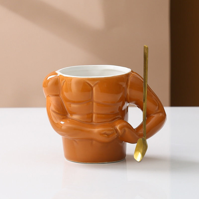 Novelty Cup Ceramic Muscle Hunk Ceramic Cup Spoof Weird Water Glass Mug Creative Personality Coffee Beer Cup Julia M Home & Kitchen