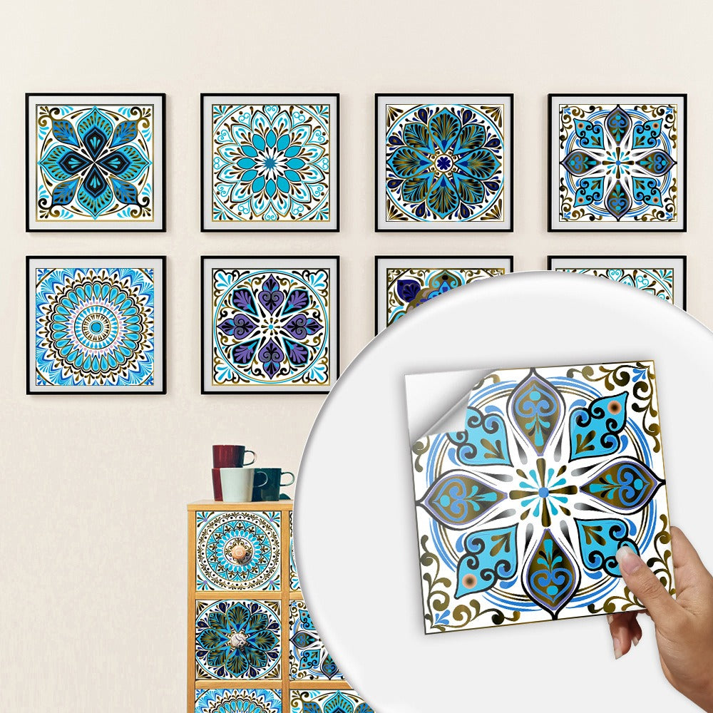 Mosaic 10-Piece Imitation Ceramic Tile Stickers Set for Home Decoration