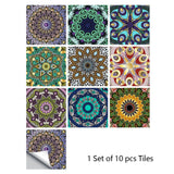 Mosaic 10-Piece Imitation Ceramic Tile Stickers Set for Home Decoration