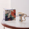 French Elegance Tall Stem Ceramic Mug Creative Ice Cream Cup Living Room Decor