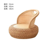 Balcony rattan chair tatami mat single with rattan solid wood for shoe stool living room adult casual - Julia M LifeStyles