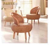Balcony rattan chair tatami mat single with rattan solid wood for shoe stool living room adult casual - Julia M LifeStyles