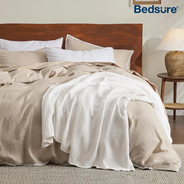 Bedsure 100% Cotton Waffle Weave Lightweight Blanket - Julia M LifeStyles