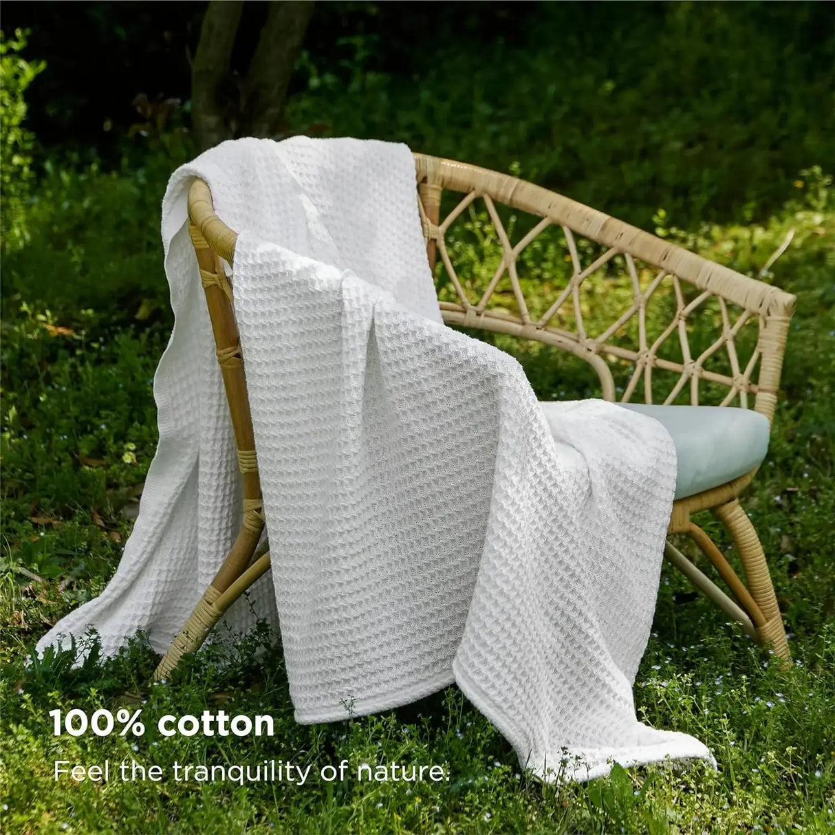 Bedsure 100% Cotton Waffle Weave Lightweight Blanket - Julia M LifeStyles