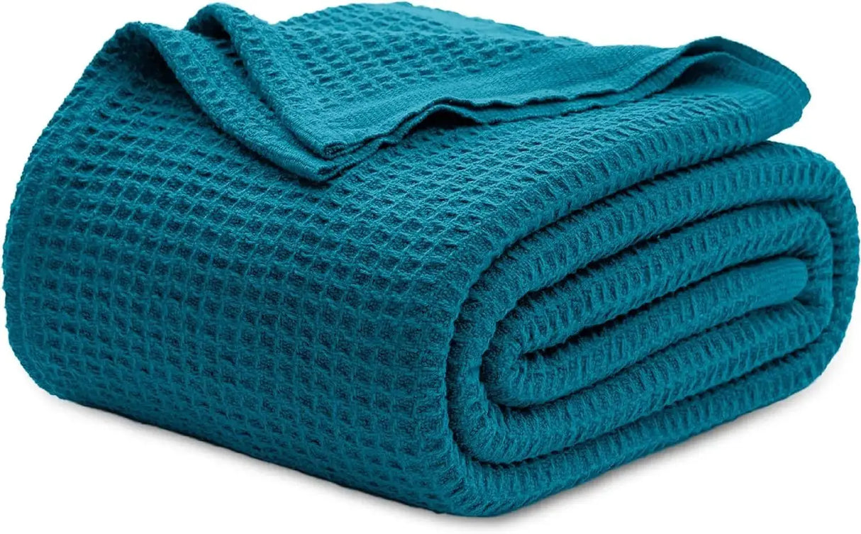Bedsure 100% Cotton Waffle Weave Lightweight Blanket - Julia M LifeStyles