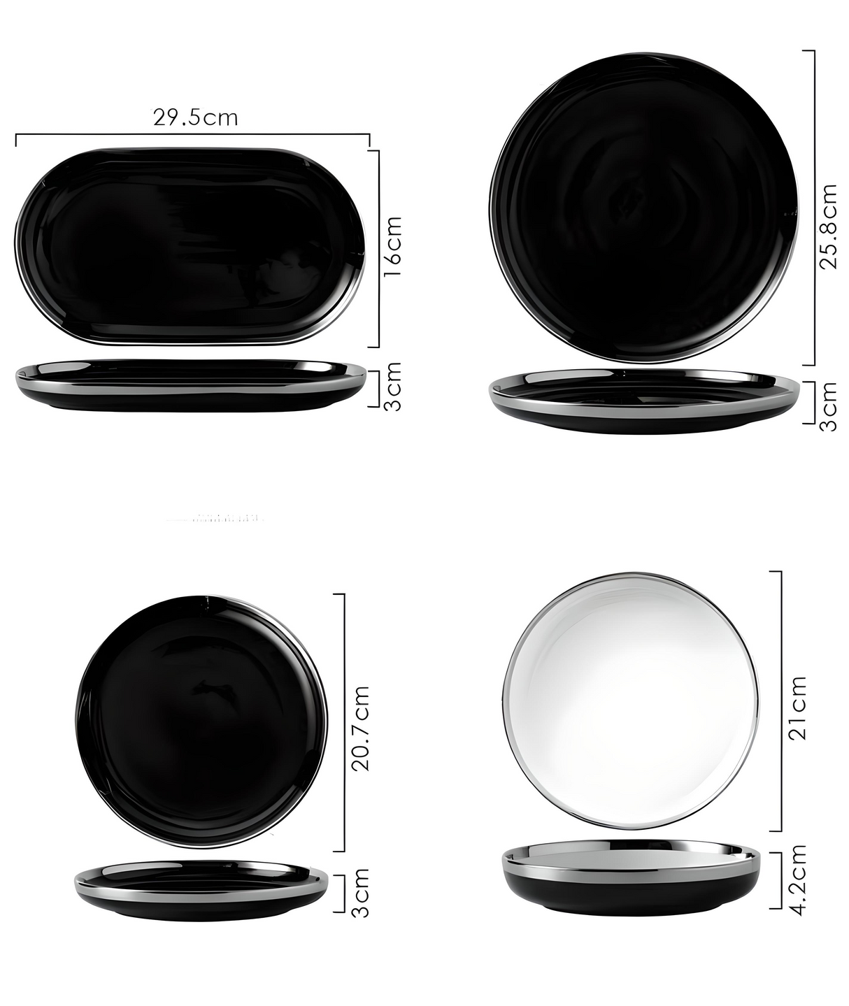 Black Silver Edge Tableware Set - Elegance and Sophistication