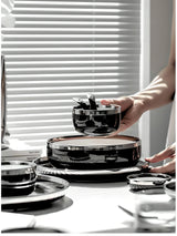 Black Silver Edge Tableware Set - Elegance and Sophistication